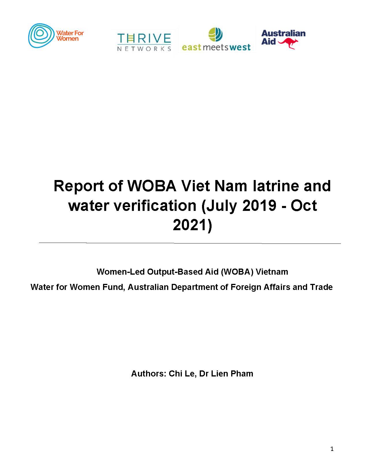 Report of WOBA Viet Nam latrine and water verification (July 2019 - Oct 2021)